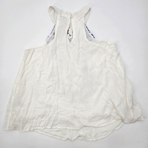 Paper Crane Embroidered White and Blue Women's Halter Top Size S - Picture 3 of 3